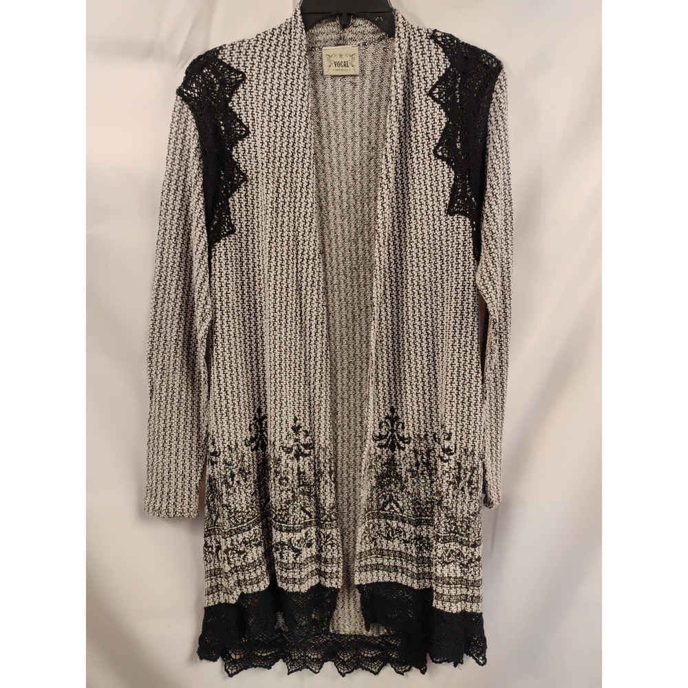 Vocal Womens Medium Long‎ Sleeve Knit Shawl Cover Up Sweater Cardigan USA made